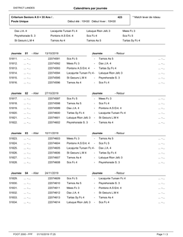 Calendriers Par Journée