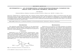 Huperzine a - an Interesting Anticholinesterase Compound from the Chinese Herbal Medicine