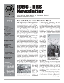 IOBCIOBC -- NRSNRS Newsletternewsletter International Organization for Biological Control SUMMER 2004 Nearctic Regional Section