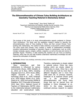 The Ethnomathematics of Chinese Tulou Building Architecture As Geometry Teaching Material in Elementary School