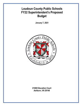 Loudoun County Public Schools FY22 Superintendent's Proposed Budget