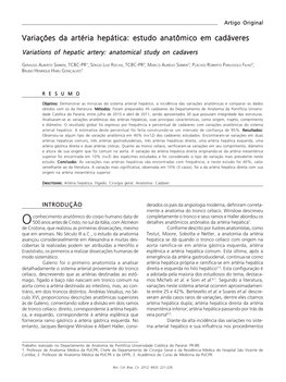 Variations of Hepatic Artery: Anatomical Study on Cadavers