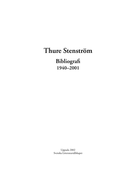 Thure Stenström Bibliograﬁ 1940–2001