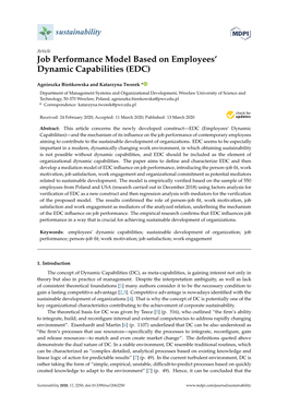 Job Performance Model Based on Employees' Dynamic