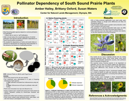 South Sound Prairie Plants and Animal Pollinator Dependency