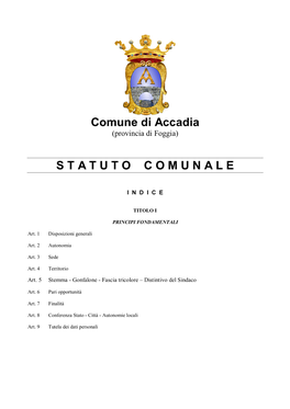 Statuto Del Comune Di Accadia