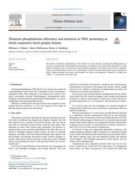 Thiamine Phosphokinase Deficiency and Mutation in TPK1 Presenting As