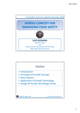 Hurdle Concept for Managing Food Safety