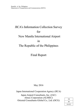 Jicaгs Information Collection Survey for New Manila International Airport in the Republic of the Philippines Final Report