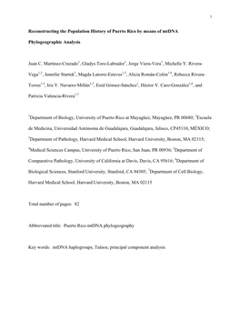 Reconstructing the Population History of Puerto Rico by Means of Mtdna