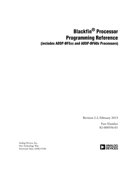 Blackfin Processor Programming Reference Iii