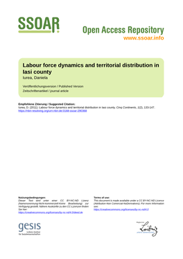 Labour Force Dynamics and Territorial Distribution in Iasi County Iurea, Daniela