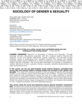 Sociology of Gender & Sexuality