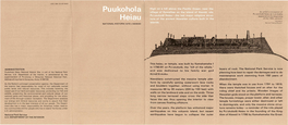 Puukohola Heiau National Historic Site, a Unit of the National Park Planning How Best to Repair the Damages and to Do Ku-Ka'ili-Moku