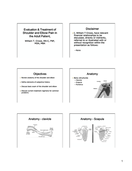 Eval Tx of Shoulder and Elbow Pain in the Adult Patient