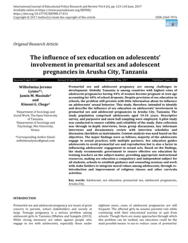 The Influence of Sex Education on Adolescents' Involvement In