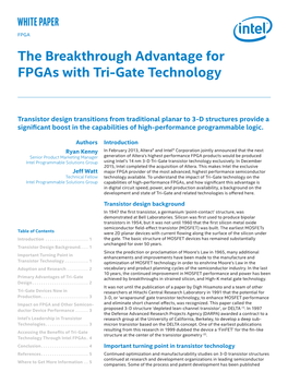 The Breakthrough Advantage for Fpgas with Tri-Gate Technology