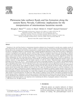 Pleistocene Lake Outburst Floods and Fan Formation Along the Eastern