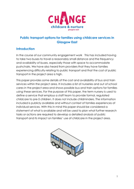 Public Transport Options for Families Using Childcare Services in Glasgow East