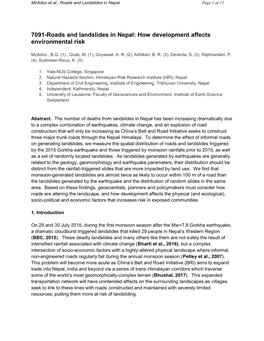 7091-Roads and Landslides in Nepal: How Development Affects Environmental Risk