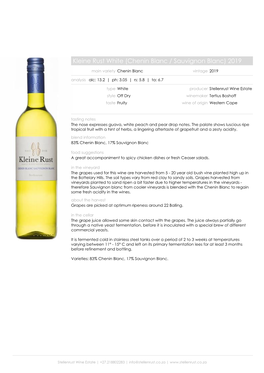 Kleine Rust White (Chenin Blanc / Sauvignon Blanc) 2019