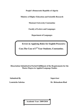 Errors in Applying Rules for English Possessive Case.The Case of 3