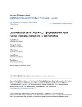 Characterization of a KCNQ1/KVLQT1 Polymorphism in Asian Families with LQT2: Implications for Genetic Testing