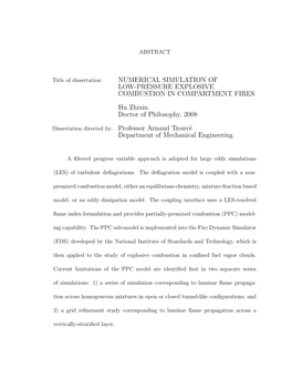 Numerical Simulation of Low-Pressure Explosive Combustion in Compartment Fires