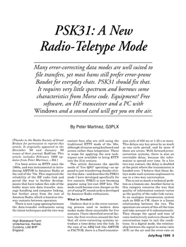 PSK31: a New Radio-Teletype Mode