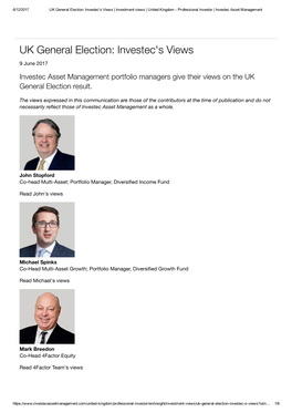 UK General Election: Investec's Views | Investment Views | United Kingdom ­ Professional Investor | Investec Asset Management