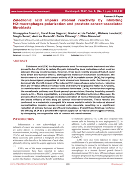 Zoledronic Acid Impairs Stromal Reactivity by Inhibiting M2-Macrophages Polarization and Prostate Cancer-Associated Fibroblasts