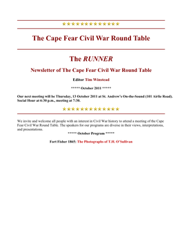 The Cape Fear Civil War Round Table the RUNNER