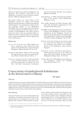 Conservation of Aspidochirotid Holothurians in the Littoral Waters of Kenya Yves Samyn1 Abstract