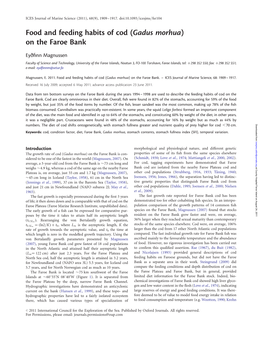 Food and Feeding Habits of Cod (Gadus Morhua) on the Faroe Bank