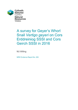 A Survey for Geyer's Whorl Snail Vertigo Geyeri on Cors Erddreiniog