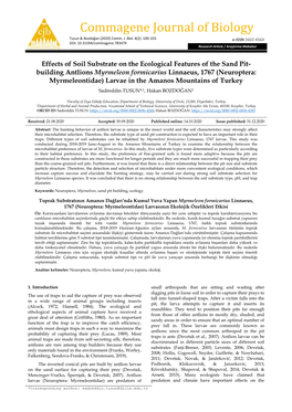 Commagene Journal of Biology Tusun & Bozdoğan (2020) Comm