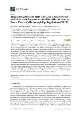 And Chemoresistant MDA-MB-231 Human Breast Cancer Cells Through Up-Regulation of IFIT2