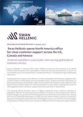 Swan Hellenic Opens North America Office for Close Customer Support