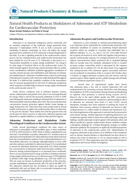 Natural Health Products As Modulators of Adenosine and ATP