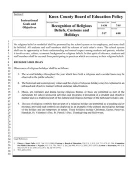 Recognition of Religious Beliefs, Customs