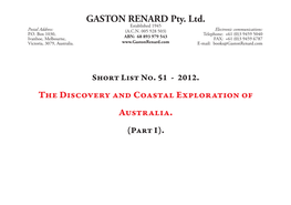 GASTON RENARD Pty. Ltd. the Discovery and Coastal Exploration