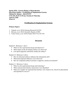 Fertilization & Implantation Systems