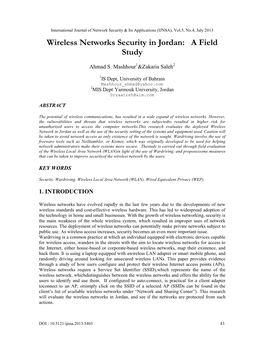 Wireless Networks Security in Jordan: a Field Study
