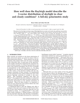 How Well Does the Rayleigh Model Describe the E-Vector Distribution of Skylight in Clear and Cloudy Conditions? a Full-Sky Polarimetric Study