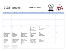 Aca August Menu