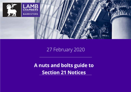 27 February 2020 a Nuts and Bolts Guide to Section 21 Notices