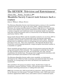 The REVIEW- Television and Entertainment Mandolin Society