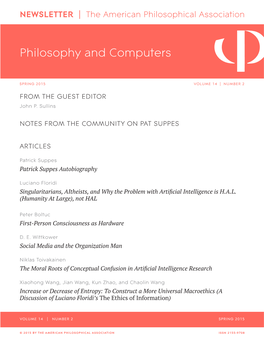 APA Newsletter on Philosophy and Computers, Vol. 14, No. 2