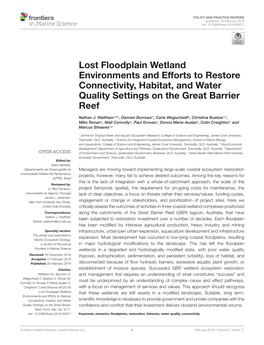 Lost Floodplain Wetland Environments and Efforts to Restore Connectivity, Habitat, and Water Quality Settings on the Great Barrier Reef