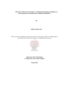 Discourses of Poverty in Literature: Assessing Representations of Indigence in Post-Colonial Texts from Botswana, Namibia and Zimbabwe